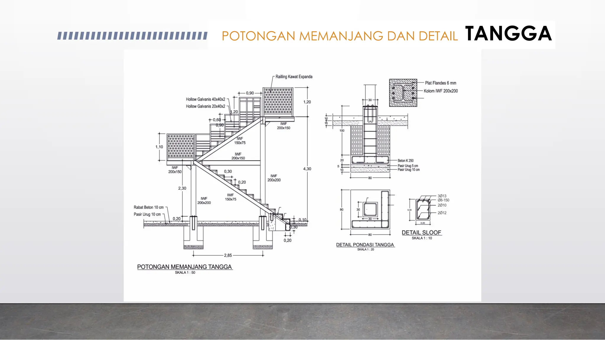 POTONGAN MEMANJANG DAN DETAIL TANGGA
 
