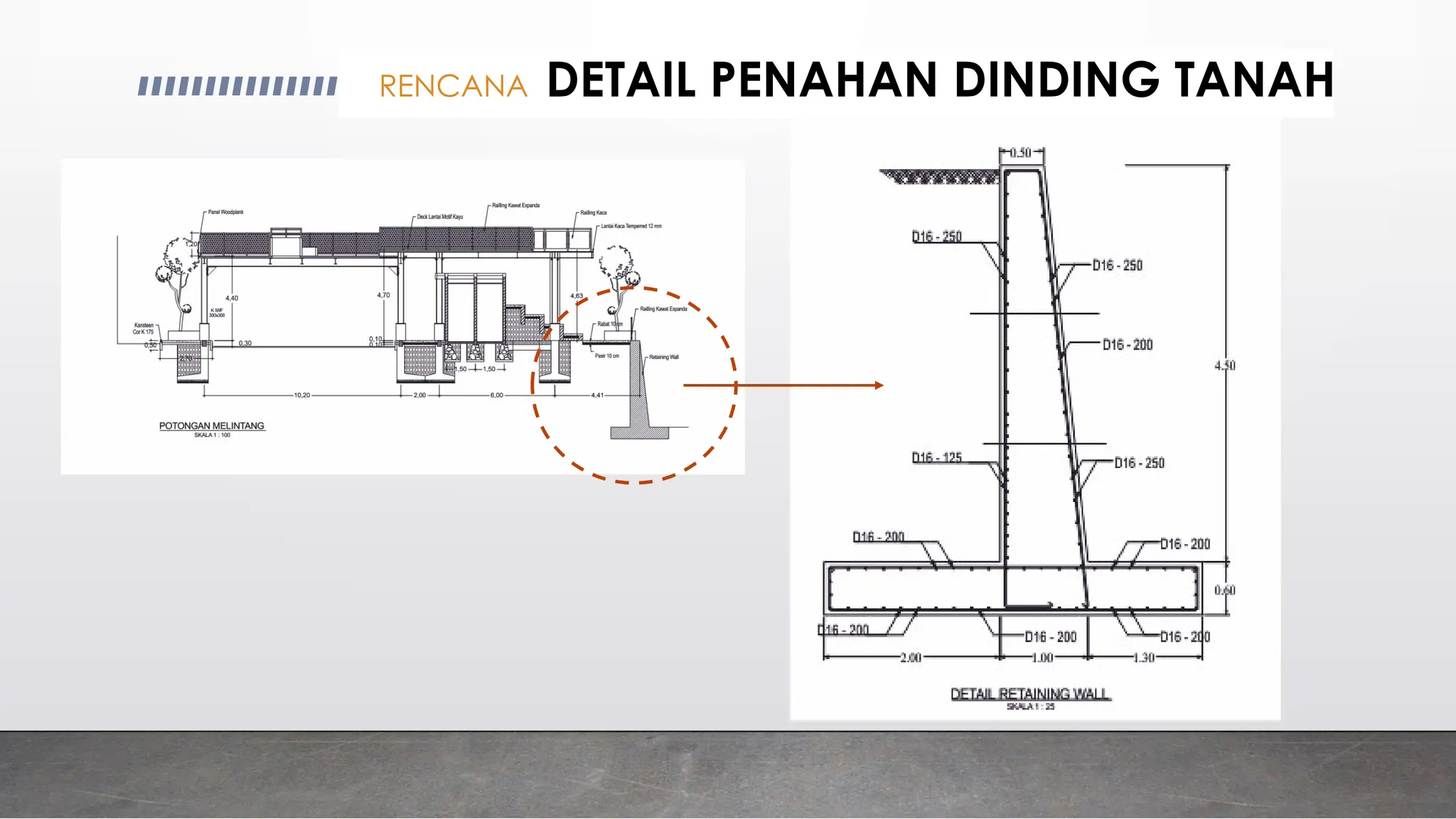 RENCANA DETAIL PENAHAN DINDING TANAH
 