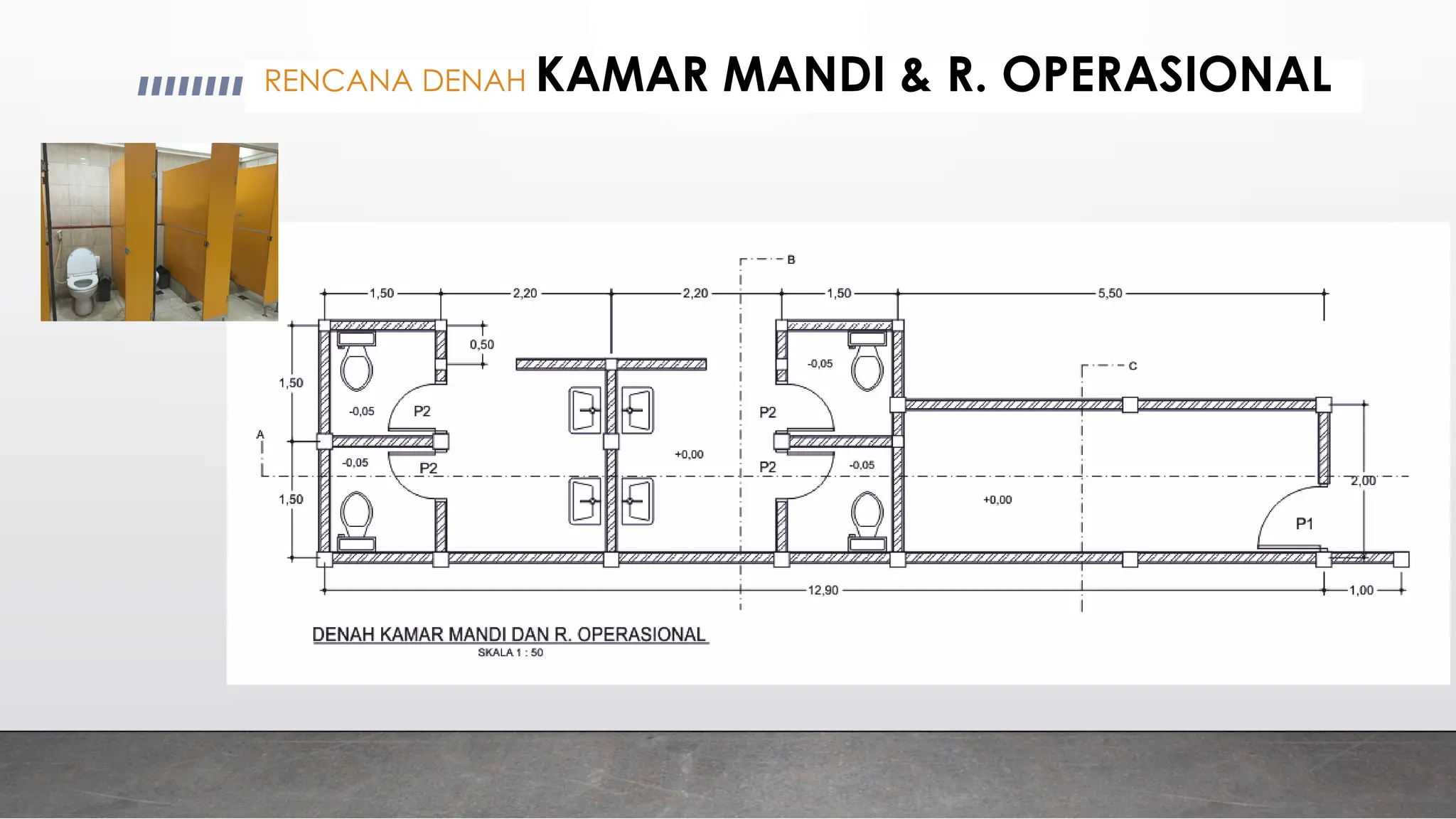 RENCANA DENAH KAMAR MANDI & R. OPERASIONAL
 