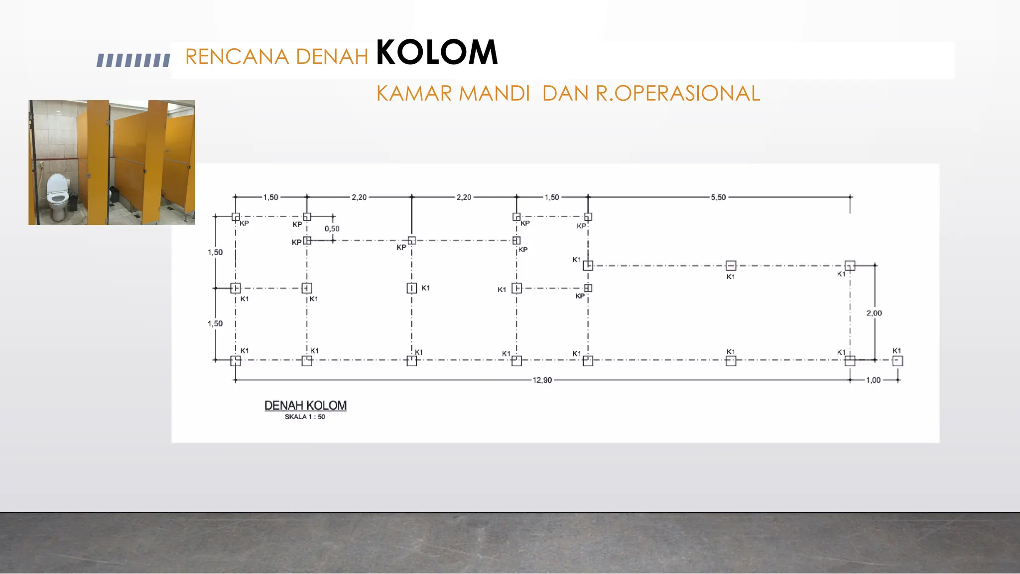 RENCANA DENAH KOLOM
KAMAR MANDI DAN R.OPERASIONAL
 