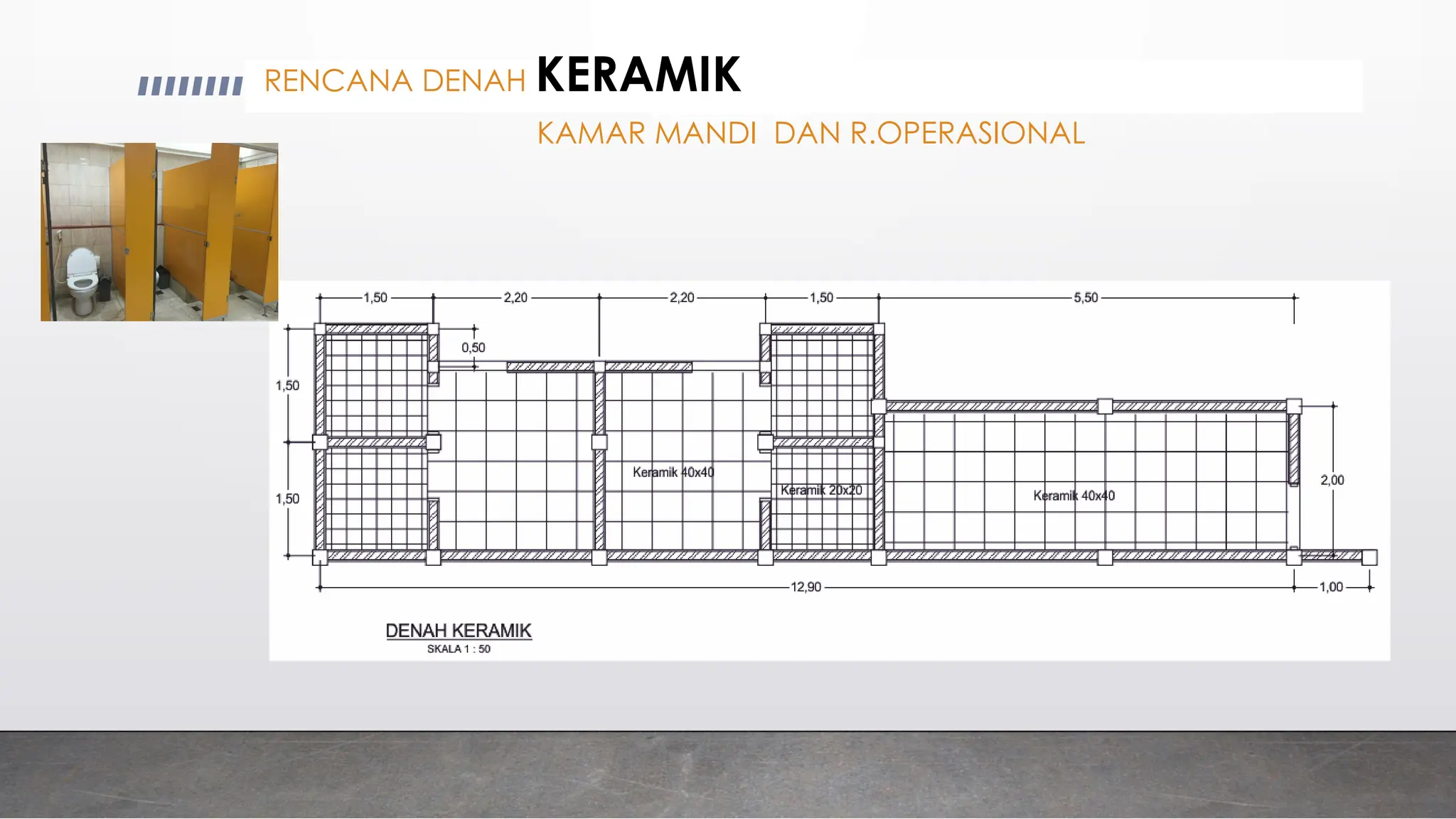 RENCANA DENAH KERAMIK
KAMAR MANDI DAN R.OPERASIONAL
 