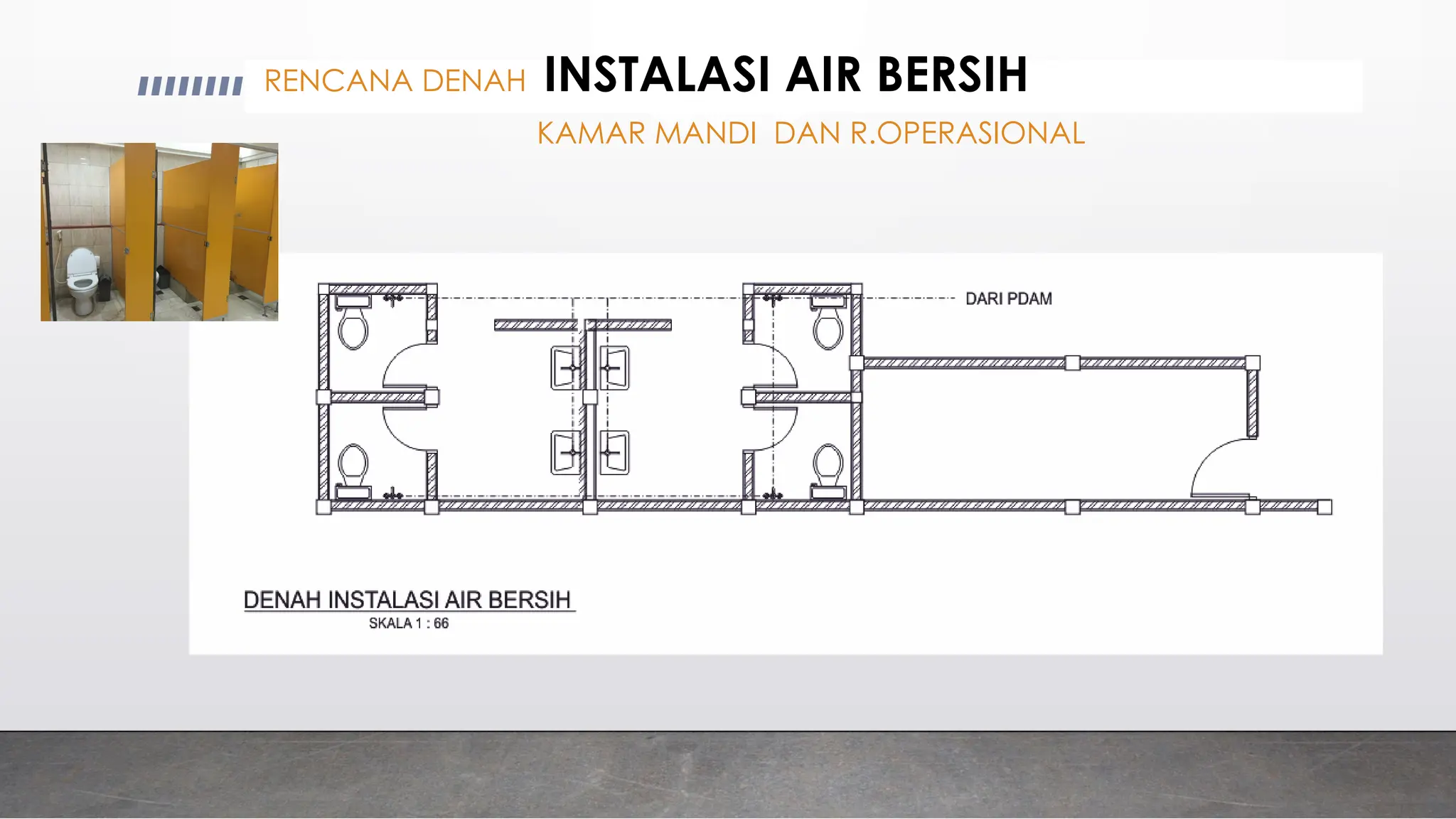RENCANA DENAH INSTALASI AIR BERSIH
KAMAR MANDI DAN R.OPERASIONAL
 