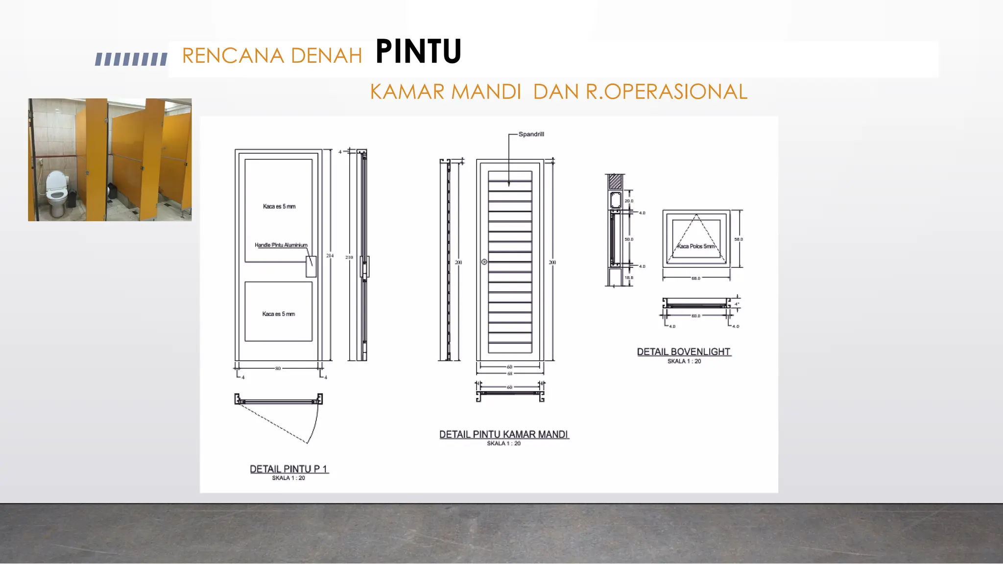 RENCANA DENAH PINTU
KAMAR MANDI DAN R.OPERASIONAL
 