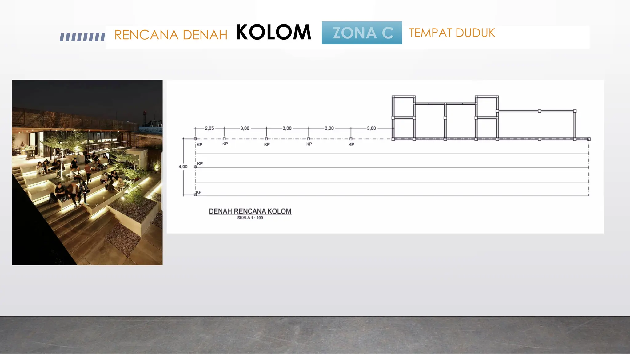 RENCANA DENAH KOLOM ZONA C TEMPAT DUDUK
 