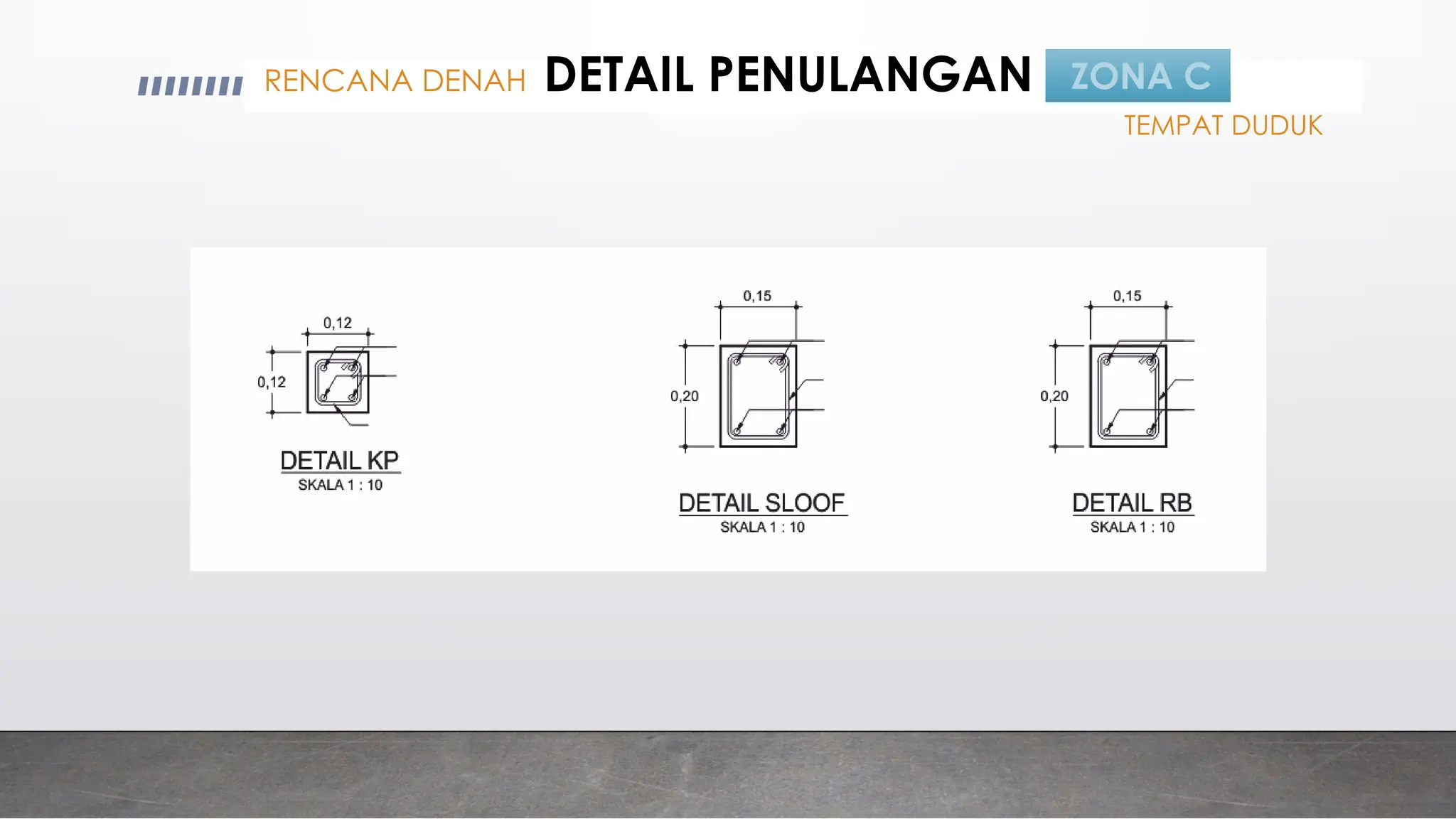 ZONA C
TEMPAT DUDUK
RENCANA DENAH DETAIL PENULANGAN
 