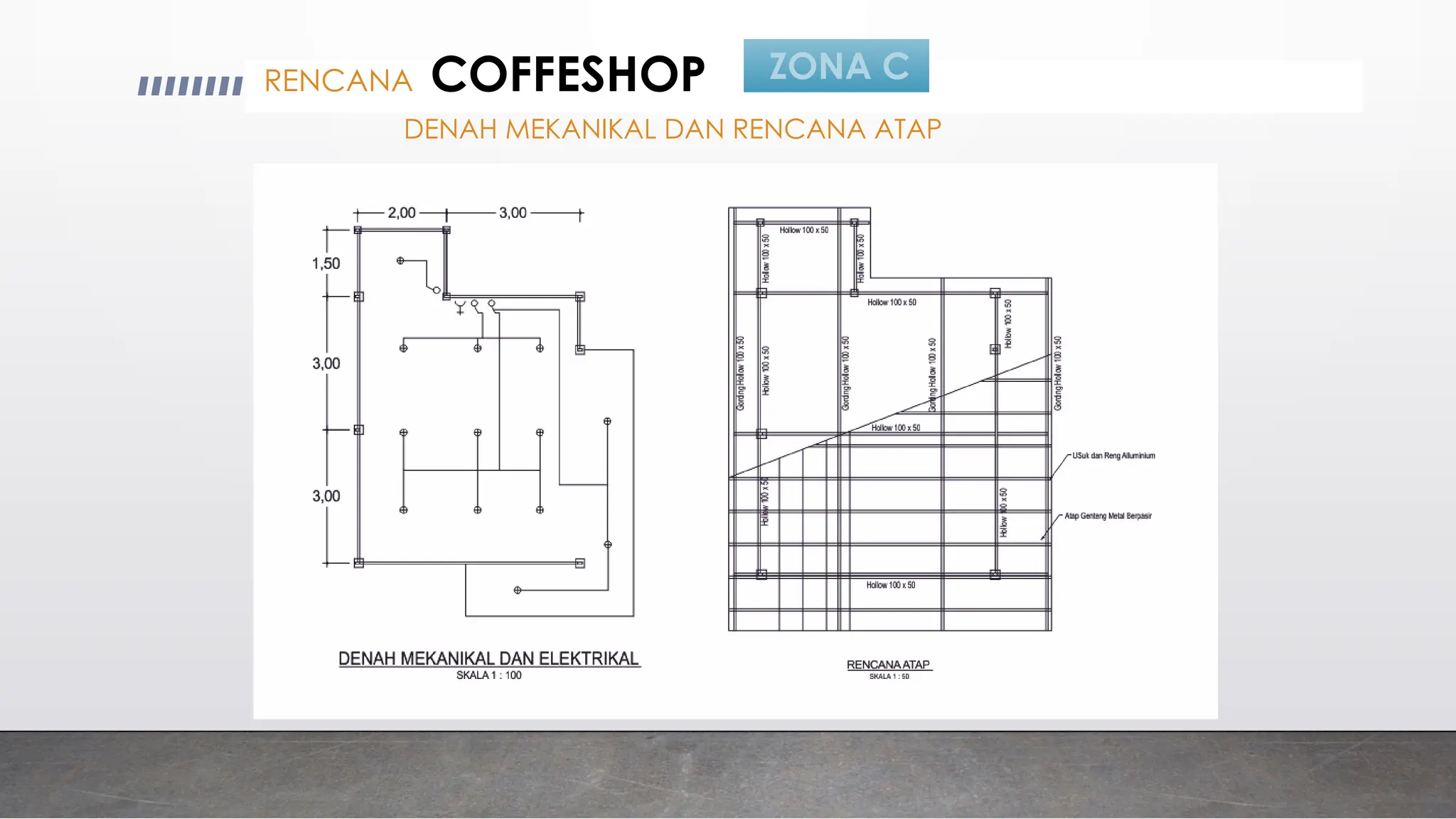 ZONA C
DENAH MEKANIKAL DAN RENCANA ATAP
RENCANA COFFESHOP
 