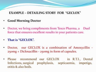 • Good Morning Doctor
• Doctor, we bring compliments from Tesco Pharma, a Duel
force that ensures excellent results in you...