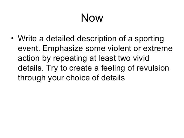 Write a description of a sports event you have seen recently