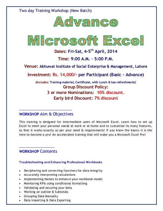 details microsoft excel workshop by rays trainings sat excel