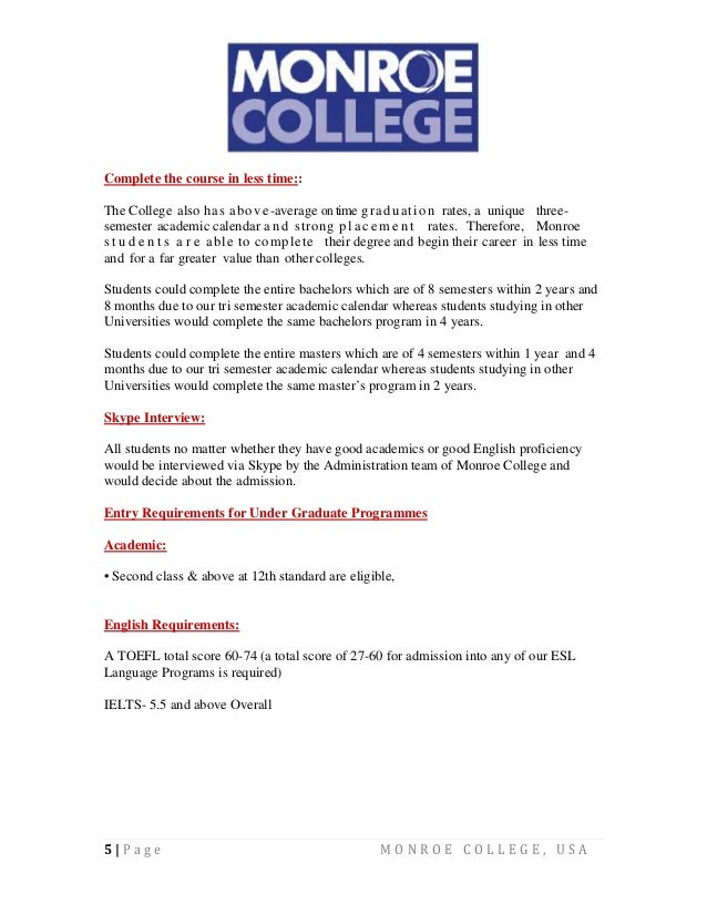Monroe college application requirements image