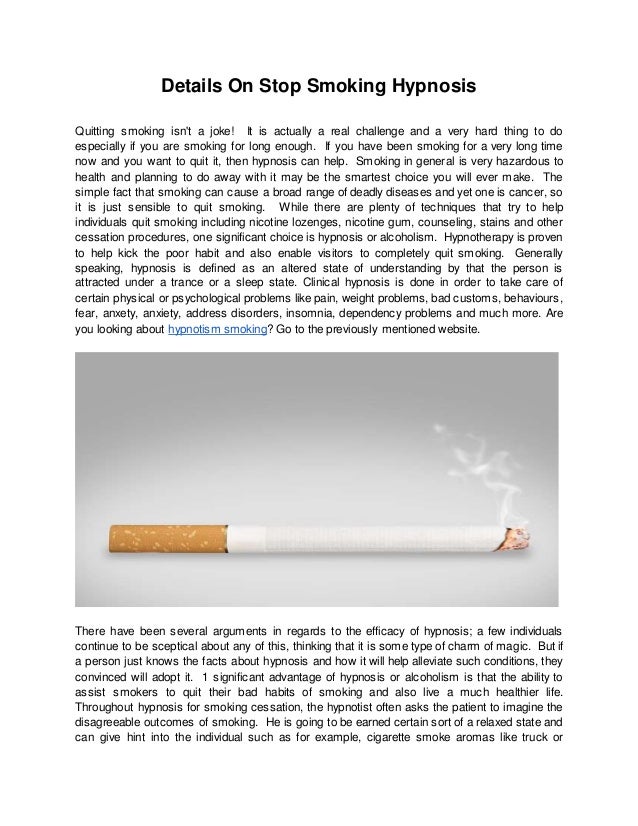 Details on stop smoking hypnosis