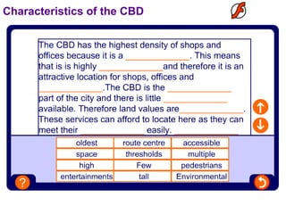 Characteristics of the CBD 