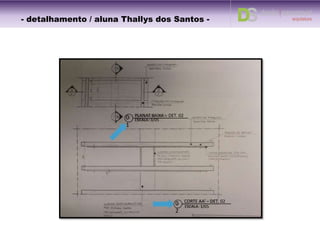 Detalhe 01 – Planta baixa – 1/05
Detalhe 01 – Corte AA’ – 1/05
Detalhe 01
Corte BB' – 1/05
PLANAT BAIXA – DET. 01
ESCALA: 1/05
CORTE AA' – DET. 01
ESCALA: 1/05
- detalhamento / aluna Thallys dos Santos -
 