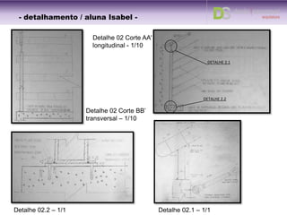 Corte AA’ longitudinal – 1/25
- detalhamento / aluna Isabel -
 