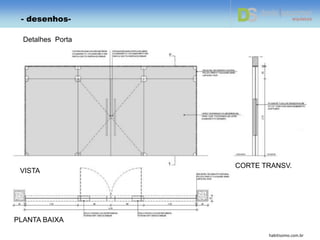 Detalhes Porta
habitissimo.com.br
- desenhos-
VISTA
PLANTA BAIXA
CORTE TRANSV.
 