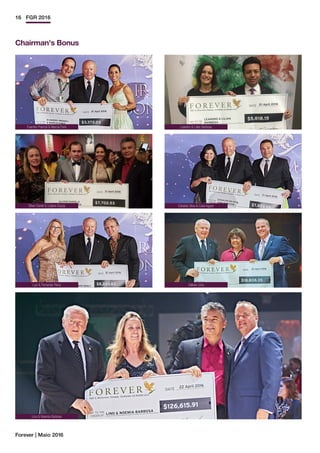 16 FGR 2016
Forever | Maio 2016
Luci  Fernando Perez Gildete Lima
Lino  Noemia Barbosa
Chairman's Bonus
Evandro Premoli  Marcia Paris
Ednaldo Silva  Carla AguiarOliver Daniel  Lidiane Souza
Leandro  Lílian Barbosa
 
