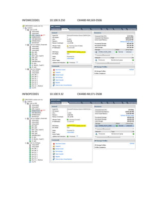 INFDMCCDD01 10.100.9.250 CX4480-ML569-DS06
INFBOPCDD01 10.100.9.32 CX4480-ML571-DS08
 