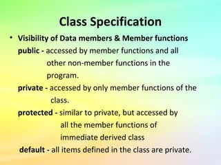 Data members and member functions | PPT