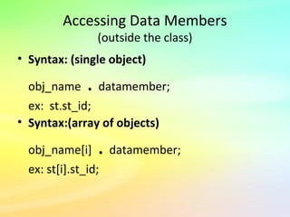 Data members and member functions | PPT