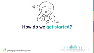 @lizthegrey at #DevOpsDays DFW
How do we get started?
29
 