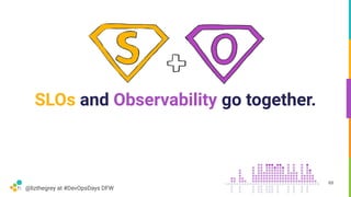 @lizthegrey at #DevOpsDays DFW
SLOs and Observability go together.
69
 