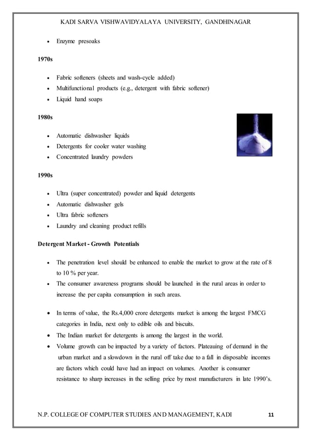 A project report on detergent PDF