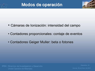 IPEN : Direccion de Investigacion y Desarrollo
Viernes, 29 de Enero de 2010
Diapositiva 23
Unidad Operativa de Materiales
...