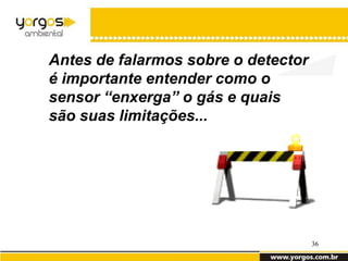 Antes de falarmos sobre o detector
é importante entender como o
sensor “enxerga” o gás e quais
são suas limitações...




                                     36
 