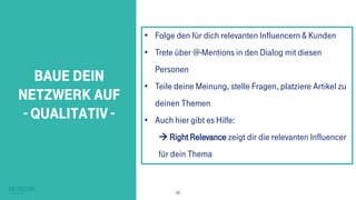 20
1. Definiere deine
Mission
2. Beherrsche die
Basics
3. Baue dein Netzwerk
auf
4. Beginne mit dem
Publishing-Prozess
4 Schritte zum Erfolg
 