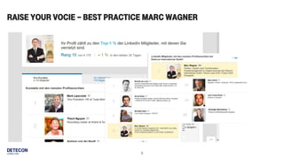 5
Raise your Voice– Best Practice Marc Wagner
 