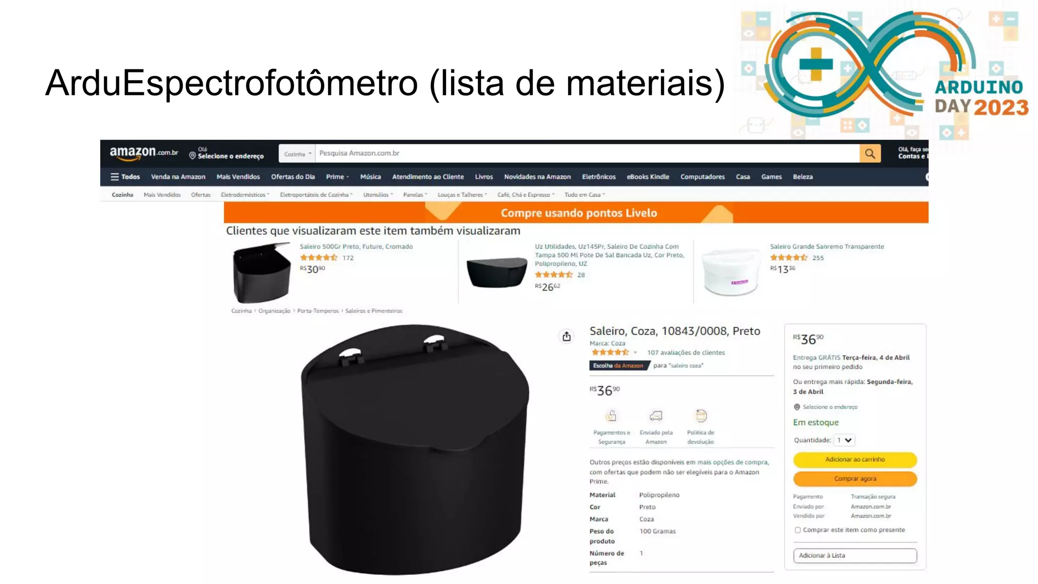 ArduEspectrofotômetro (lista de materiais) 