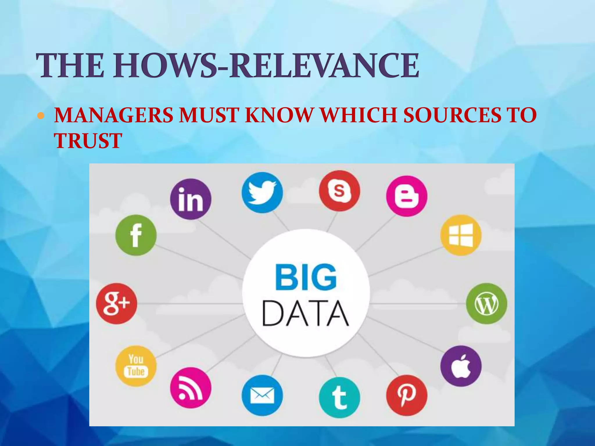  MANAGERS MUST KNOW WHICH SOURCES TO
TRUST