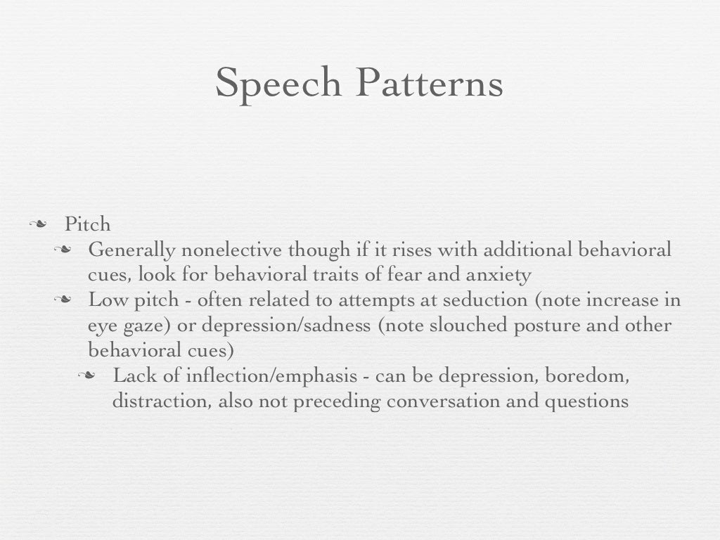 Speech Patterns Pitch