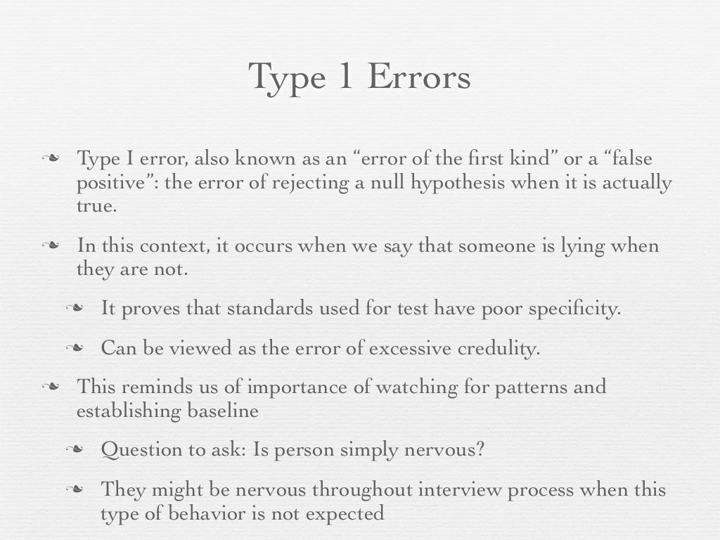 Type 1 Errors Type