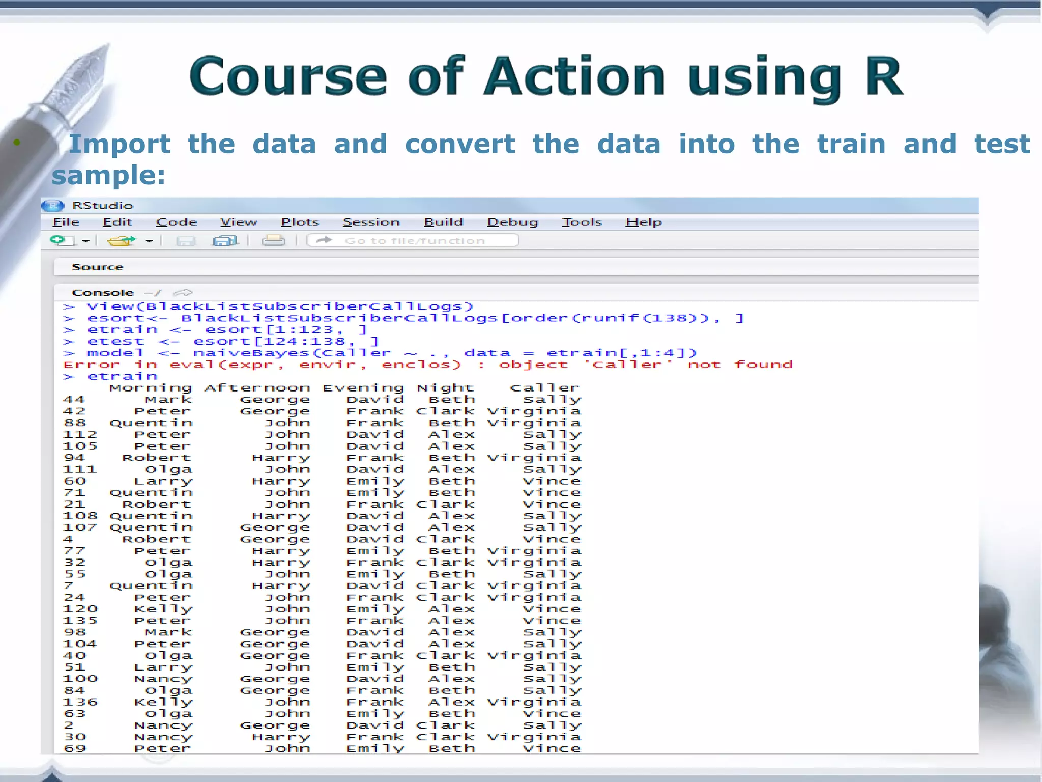•

Import the data and convert the data into the train and test
sample:

Copyright © Wondershare Software

 