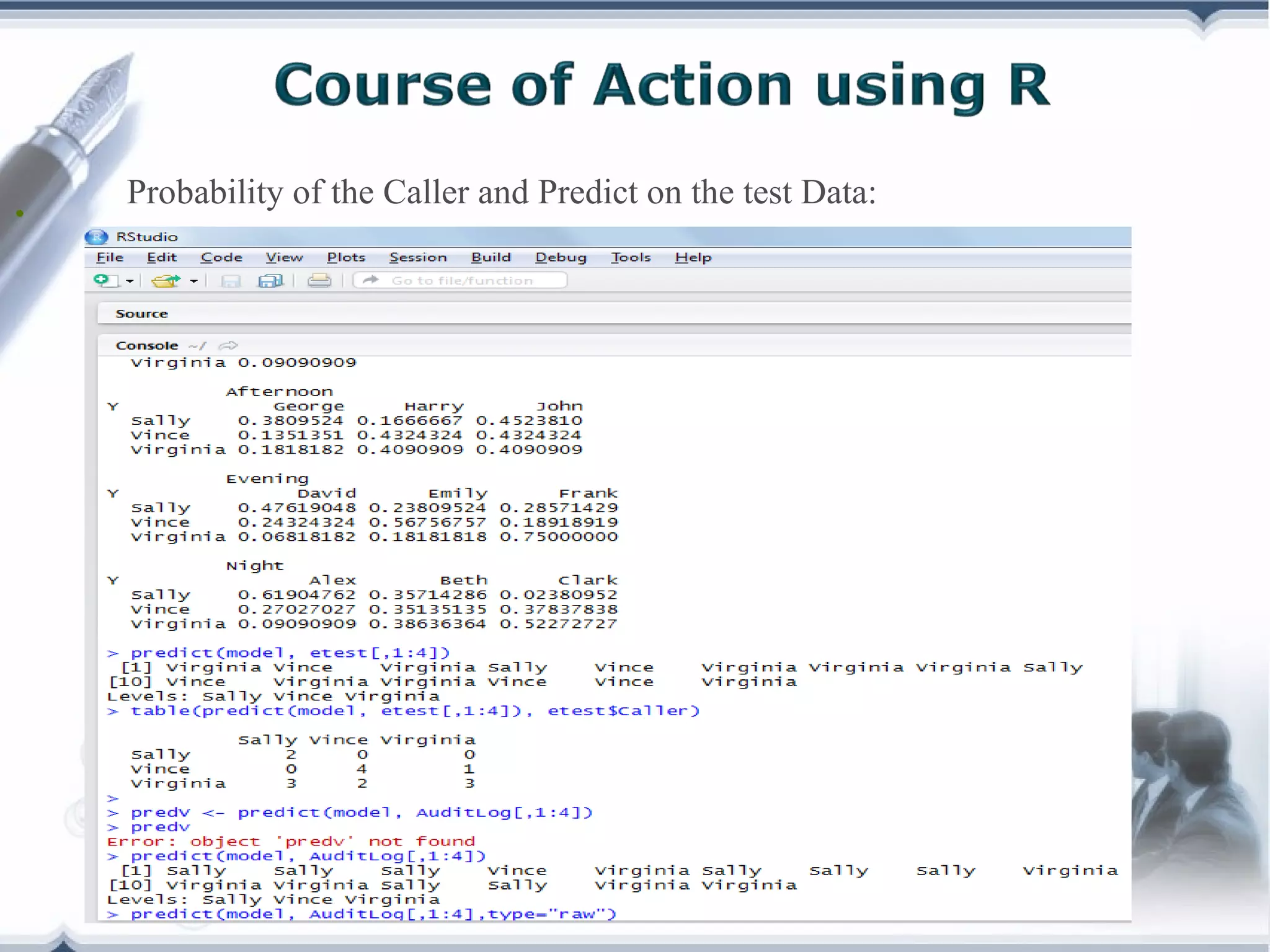 •

Probability of the Caller and Predict on the test Data:

Copyright © Wondershare Software

 