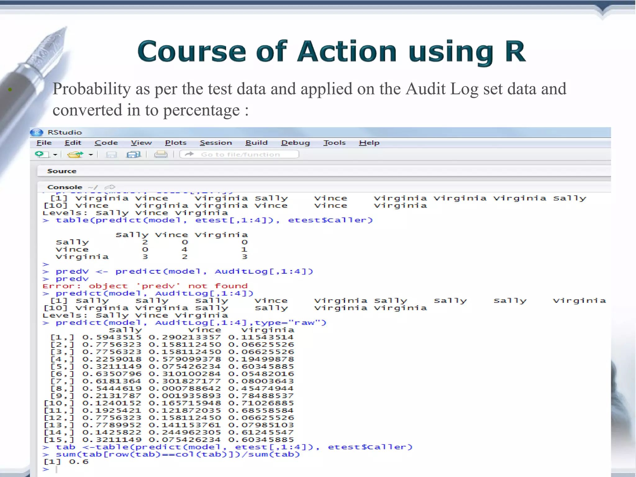 •

Probability as per the test data and applied on the Audit Log set data and
converted in to percentage :

Copyright © Wondershare Software

 