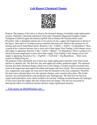 Detecting Signs Of Chemical Change | PDF