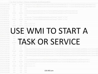 USE WMI TO START A
TASK OR SERVICE
LOG-MD.com
 
