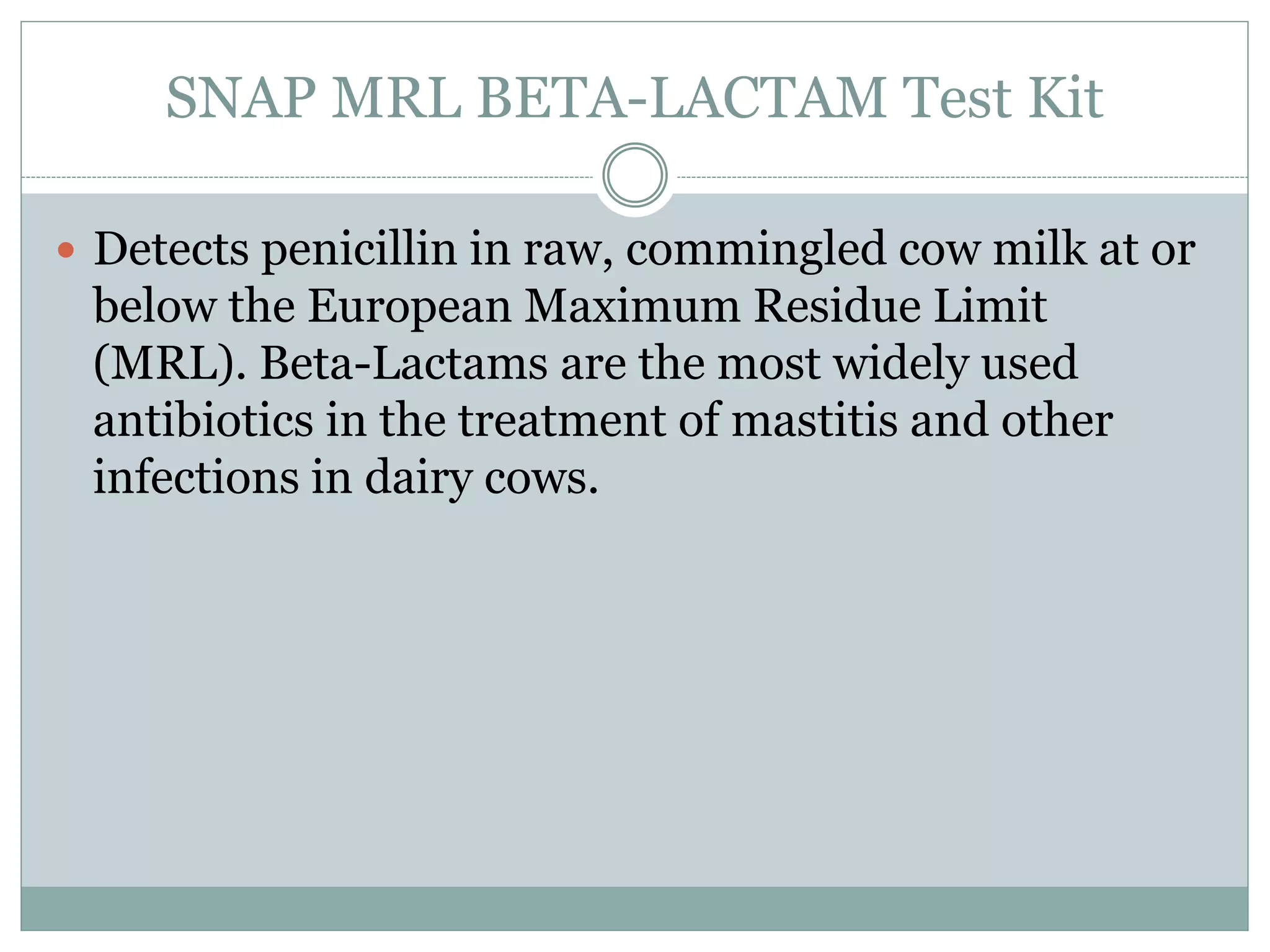Mrl Testing Detection of antibiotic residues in milk | PPTX