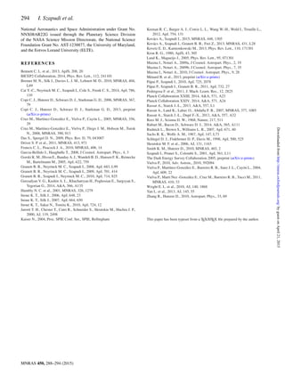 294 I. Szapudi et al.
National Aeronautics and Space Administration under Grant No.
NNX08AR22G issued through the Planetary Science Division
of the NASA Science Mission Directorate, the National Science
Foundation Grant No. AST-1238877, the University of Maryland,
and the Eotvos Lorand University (ELTE).
REFERENCES
Bennett C. L. et al., 2013, ApJS, 208, 20
BICEP2 Collaboration, 2014, Phys. Rev. Lett., 112, 241101
Bremer M. N., Silk J., Davies L. J. M., Lehnert M. D., 2010, MNRAS, 404,
L69
Cai Y.-C., Neyrinck M. C., Szapudi I., Cole S., Frenk C. S., 2014, ApJ, 786,
110
Copi C. J., Huterer D., Schwarz D. J., Starkman G. D., 2006, MNRAS, 367,
79
Copi C. J., Huterer D., Schwarz D. J., Starkman G. D., 2013, preprint
(arXiv:e-prints)
Cruz M., Mart´ınez-Gonz´alez E., Vielva P., Cay´on L., 2005, MNRAS, 356,
29
Cruz M., Mart´ınez-Gonz´alez E., Vielva P., Diego J. M., Hobson M., Turok
N., 2008, MNRAS, 390, 913
Das S., Spergel D. N., 2009, Phys. Rev. D, 79, 043007
Driver S. P. et al., 2011, MNRAS, 413, 971
Francis C. L., Peacock J. A., 2010, MNRAS, 406, 14
Garcia-Bellido J., Haugbølle T., 2008, J Cosmol. Astropart. Phys., 4, 3
Gorski K. M., Hivon E., Banday A. J., Wandelt B. D., Hansen F. K., Reinecke
M., Bartelmann M., 2005, ApJ, 622, 759
Granett B. R., Neyrinck M. C., Szapudi I., 2008, ApJ, 683, L99
Granett B. R., Neyrinck M. C., Szapudi I., 2009, ApJ, 701, 414
Granett B. R., Szapudi I., Neyrinck M. C., 2010, ApJ, 714, 825
Gurzadyan V. G., Kashin A. L., Khachatryan H., Poghosian E., Sargsyan S.,
Yegorian G., 2014, A&A, 566, A135
Hambly N. C. et al., 2001, MNRAS, 326, 1279
Inoue K. T., Silk J., 2006, ApJ, 648, 23
Inoue K. T., Silk J., 2007, ApJ, 664, 650
Inoue K. T., Sakai N., Tomita K., 2010, ApJ, 724, 12
Jarrett T. H., Chester T., Cutri R., Schneider S., Skrutskie M., Huchra J. P.,
2000, AJ, 119, 2498
Kaiser N., 2004, Proc. SPIE Conf. Ser., SPIE, Bellingham
Keenan R. C., Barger A. J., Cowie L. L., Wang W.-H., Wold I., Trouille L.,
2012, ApJ, 754, 131
Kov´acs A., Szapudi I., 2015, MNRAS, 448, 1305
Kov´acs A., Szapudi I., Granett B. R., Frei Z., 2013, MNRAS, 431, L28
Kovetz E. D., Kamionkowski M., 2013, Phys. Rev. Lett., 110, 171301
Kron R. G., 1980, ApJS, 43, 305
Land K., Magueijo J., 2005, Phys. Rev. Lett., 95, 071301
Masina I., Notari A., 2009a, J Cosmol. Astropart. Phys., 2, 19
Masina I., Notari A., 2009b, J Cosmol. Astropart. Phys., 7, 35
Masina I., Notari A., 2010, J Cosmol. Astropart. Phys., 9, 28
M´enard B. et al., 2013, preprint (arXiv:e-prints)
P´apai P., Szapudi I., 2010, ApJ, 725, 2078
P´apai P., Szapudi I., Granett B. R., 2011, ApJ, 732, 27
Pedregosa F. et al., 2011, J. Mach. Learn. Res., 12, 2825
Planck Collaboration XXIII, 2014, A&A, 571, A23
Planck Collaboration XXIV, 2014, A&A, 571, A24
Rassat A., Starck J.-L., 2013, A&A, 557, L1
Rassat A., Land K., Lahav O., Abdalla F. B., 2007, MNRAS, 377, 1085
Rassat A., Starck J.-L., Dup´e F.-X., 2013, A&A, 557, A32
Rees M. J., Sciama D. W., 1968, Nature, 217, 511
Rubart M., Bacon D., Schwarz D. J., 2014, A&A, 565, A111
Rudnick L., Brown S., Williams L. R., 2007, ApJ, 671, 40
Sachs R. K., Wolfe A. M., 1967, ApJ, 147, L73
Schlegel D. J., Finkbeiner D. P., Davis M., 1998, ApJ, 500, 525
Skrutskie M. F. et al., 2006, AJ, 131, 1163
Smith K. M., Huterer D., 2010, MNRAS, 403, 2
Szapudi I., Prunet S., Colombi S., 2001, ApJ, 561, L11
The Dark Energy Survey Collaboration 2005, preprint (arXiv:e-prints)
Vielva P., 2010, Adv. Astron., 2010, 592094
Vielva P., Mart´ınez-Gonz´alez E., Barreiro R. B., Sanz J. L., Cay´on L., 2004,
ApJ, 609, 22
Vielva P., Mart´ı Nez -Gonz´alez E., Cruz M., Barreiro R. B., Tucci M., 2011,
MNRAS, 410, 33
Wright E. L. et al., 2010, AJ, 140, 1868
Yan L. et al., 2013, AJ, 145, 55
Zhang R., Huterer D., 2010, Astropart. Phys., 33, 69
This paper has been typeset from a TEX/LATEX ﬁle prepared by the author.
MNRAS 450, 288–294 (2015)
byguestonApril21,2015http://mnras.oxfordjournals.org/Downloadedfrom
 