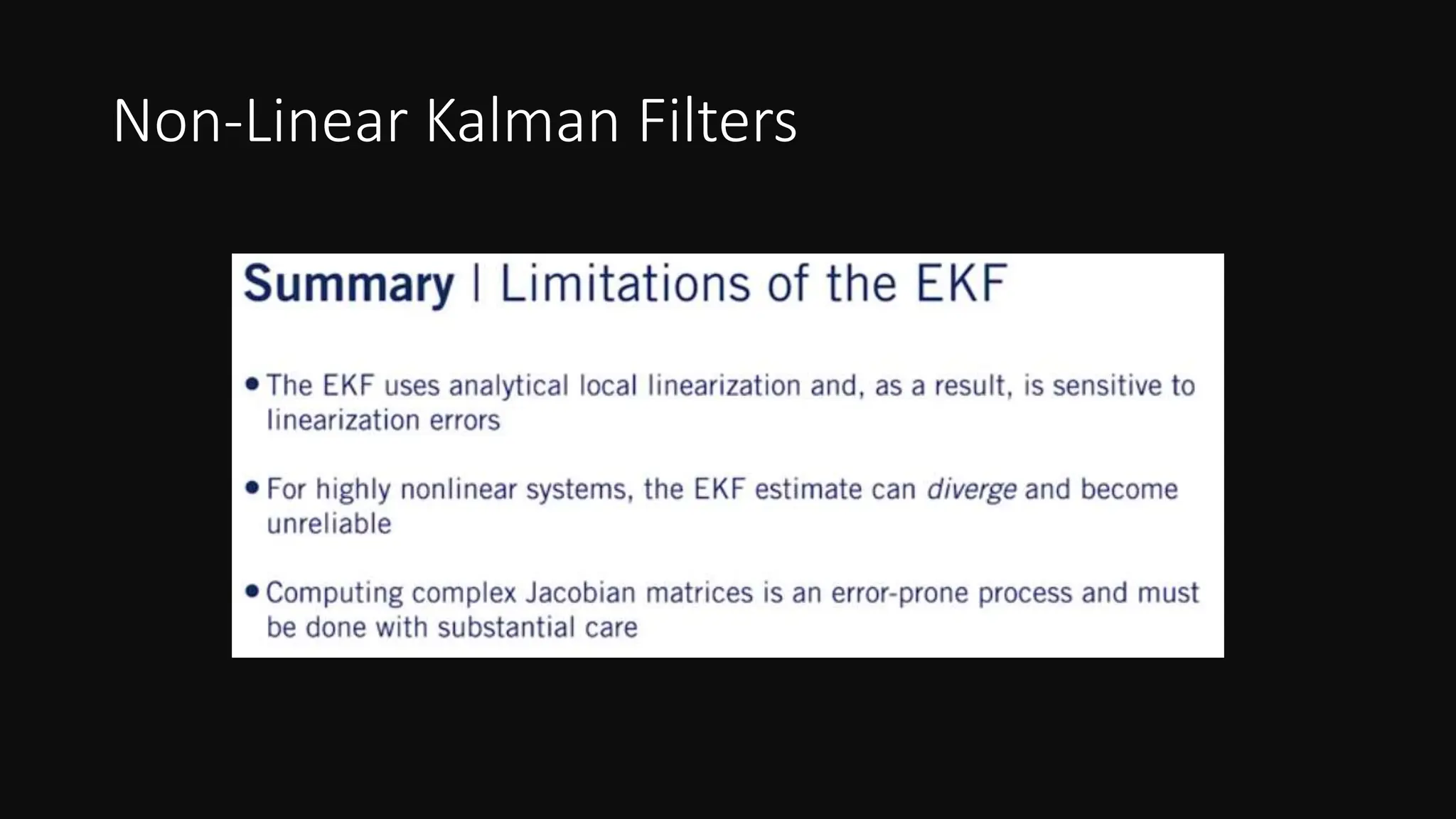 Non-Linear Kalman Filters
 
