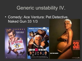 Generic unstability IV. Comedy: Ace Ventura: Pet Detective, Naked Gun 33 1/3   