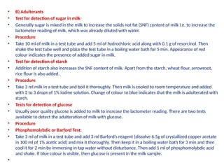 Detection of Adulterants in the milk and milk products | PPTX