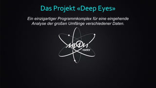 Das Projekt «Deep Eyes»
Ein einzigartiger Programmkomplex für eine eingehende
Analyse der großen Umfänge verschiedener Daten.
 