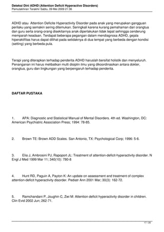 Deteksi Dini - ADHD (Attention Deficit Hyperactive Disorders) | PDF