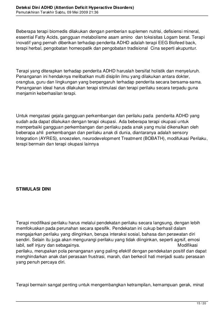Deteksi Dini Adhd Attention Deficit Hyperactive Disorders