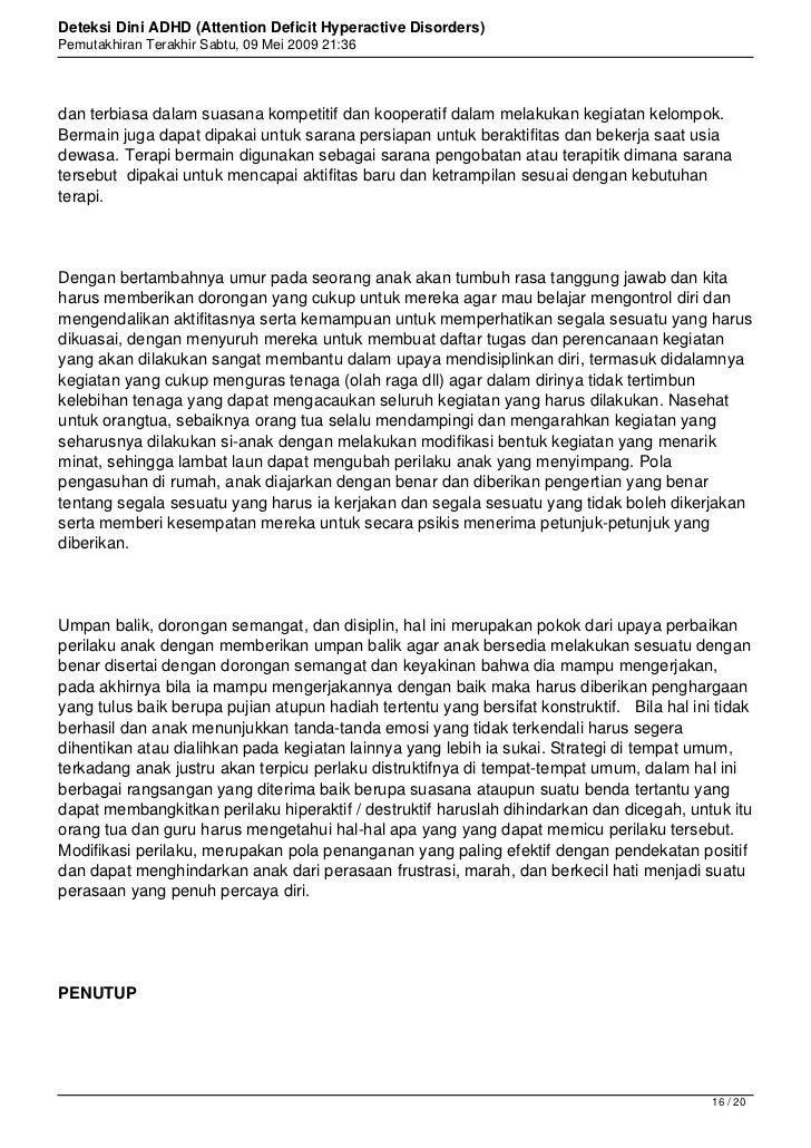 Deteksi Dini Adhd Attention Deficit Hyperactive Disorders