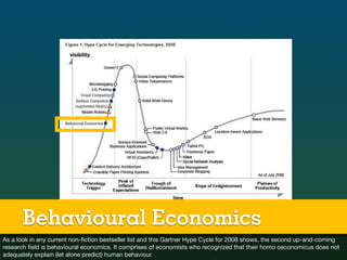 Behavioural Economics
As a look in any current non-ﬁction bestseller list and this Gartner Hype Cycle for 2008 shows, the ...