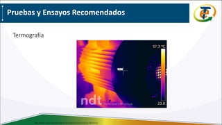 Termografía
Pruebas y Ensayos Recomendados
http://www.inspeccionestermograficas.es/aplicaciones/motores-electricos/
 